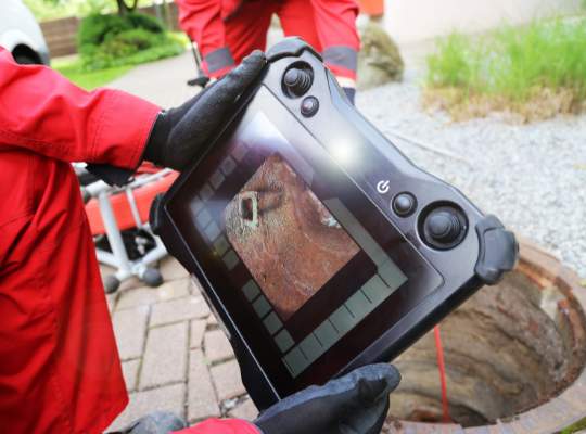 Pelican Underground Llc checks the inside of a sewer pipe with a special camera to find out if repairs are needed.