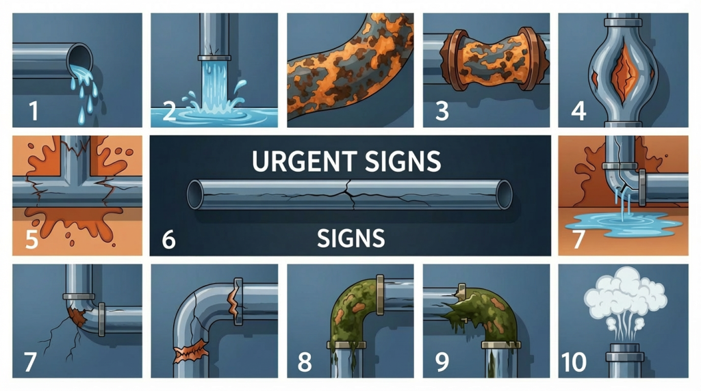 Pelican Underground LLC shows urgent pipe damage signs so customers know when to call a professional for help.