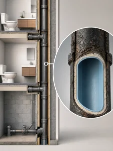 Pelican Underground LLC’s pipe repair keeps building plumbing working by adding a smooth blue lining inside existing pipes.