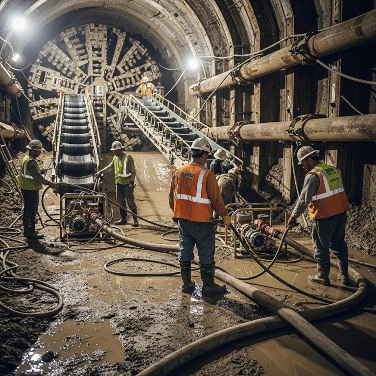Pelican Underground LLC team is safely working underground, using equipment to build and maintain tunnels.
