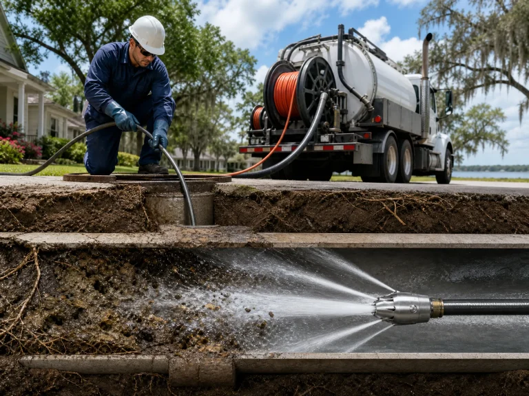 Pelican Underground LLC team safely cleans sewers using powerful vacuums and water jets to keep pipes clear and flowing.