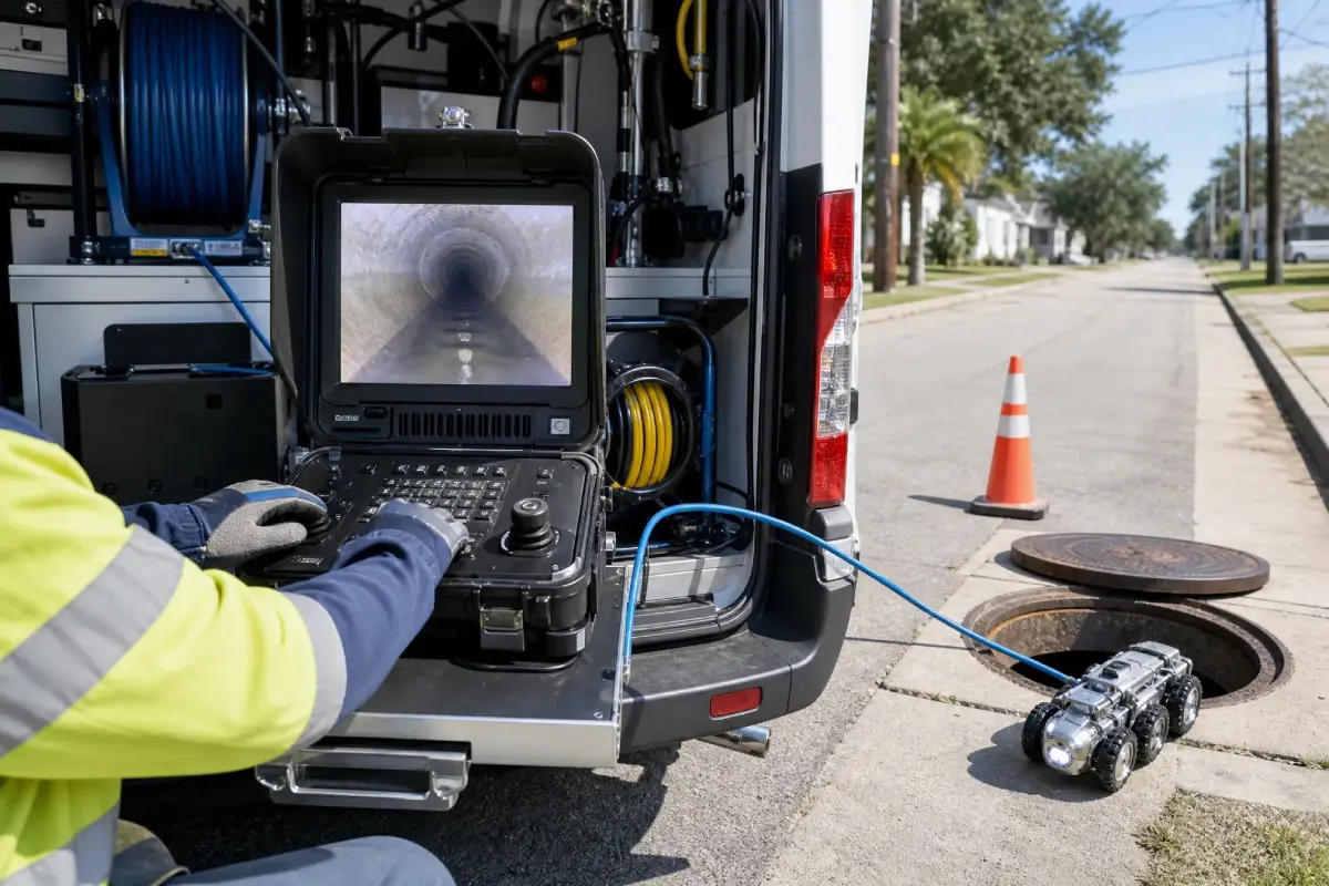Pelican Underground LLC shows sewer inspection using a robotic camera, helping workers find and fix problems quickly and safely.