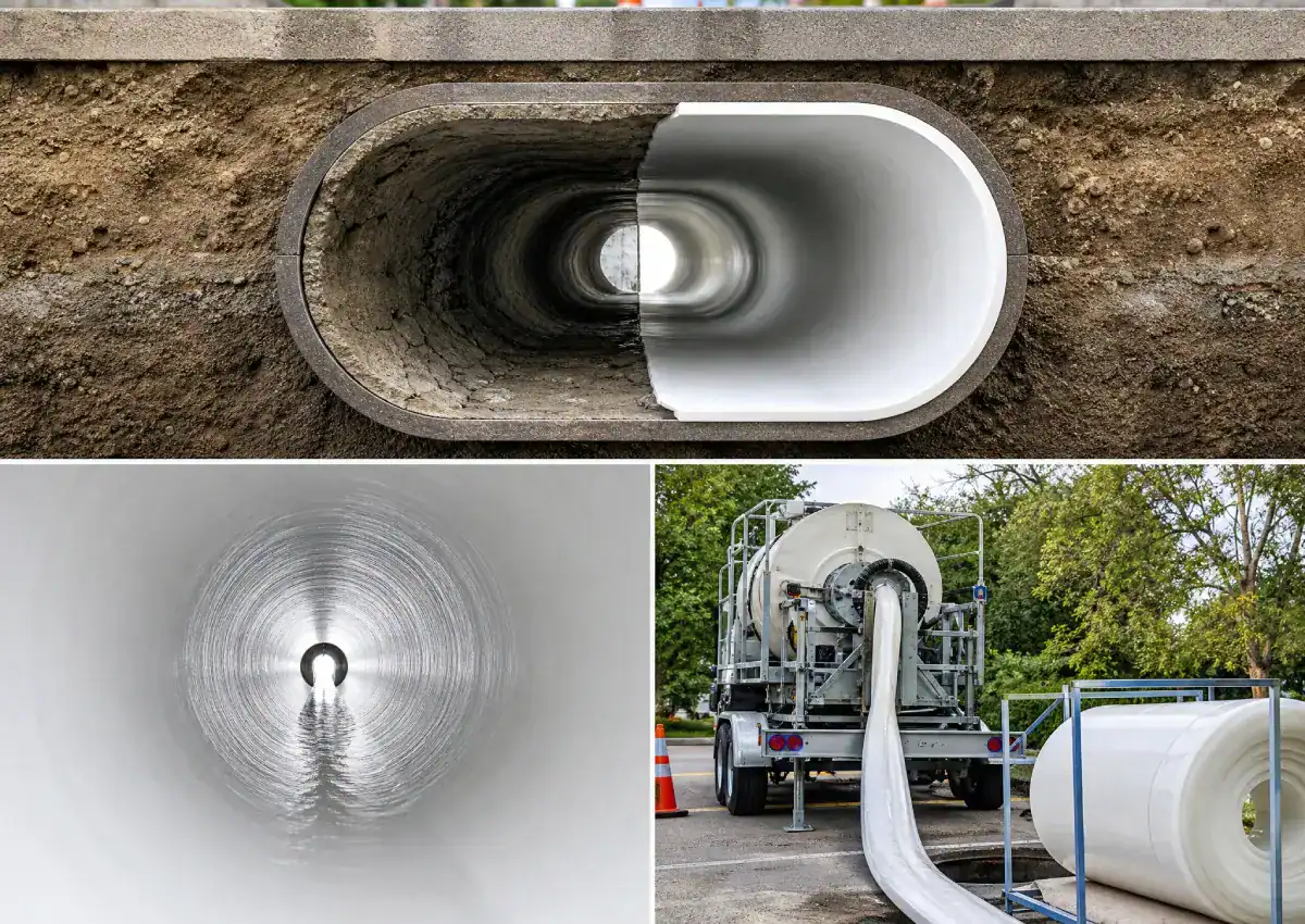 Pelican Underground LLC shows how pipes are fixed underground using a liner that makes them smooth and strong again.
