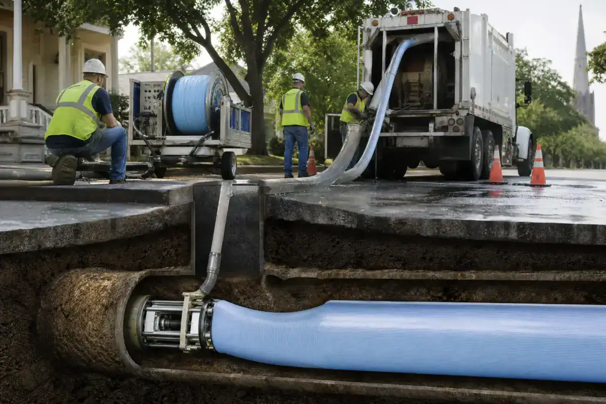 Pelican Underground LLC repairs pipes by placing a liner inside old sewer lines with special equipment to prevent leaks.