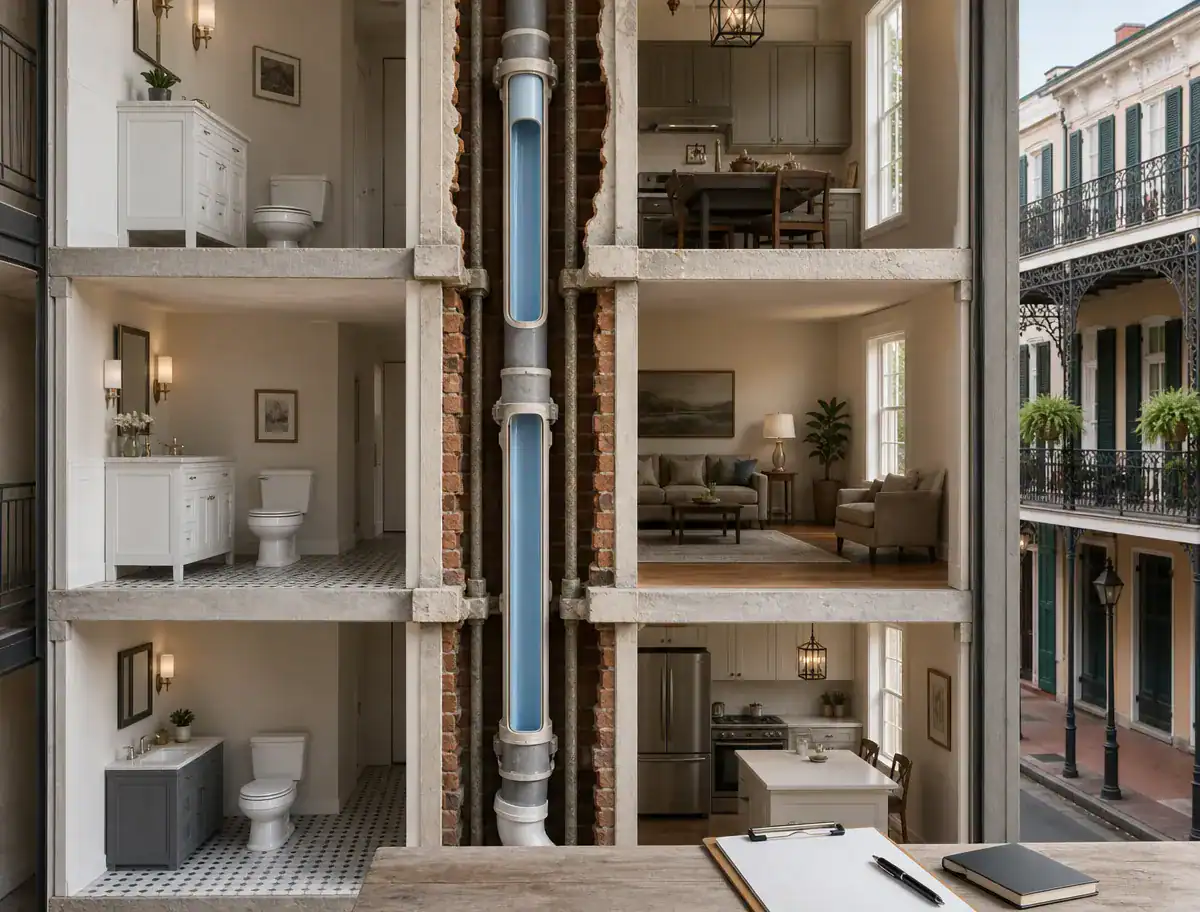 Pelican Underground LLC helps show how pipes work inside an apartment, connecting rooms like bathrooms and kitchens on each floor.