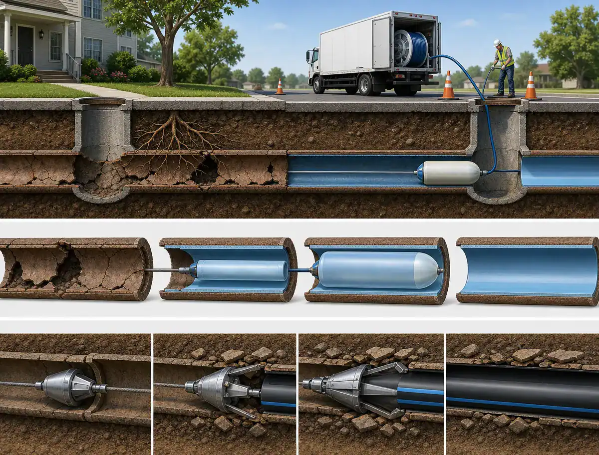 Pelican Underground LLC shows how sewer pipes can be fixed without digging, using special tools and no big mess.