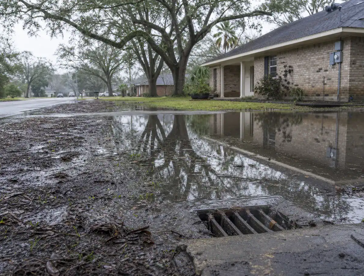 Pelican Underground LLC shows how rainwater gathers in neighborhoods, highlighting the need to manage water near homes and drains.